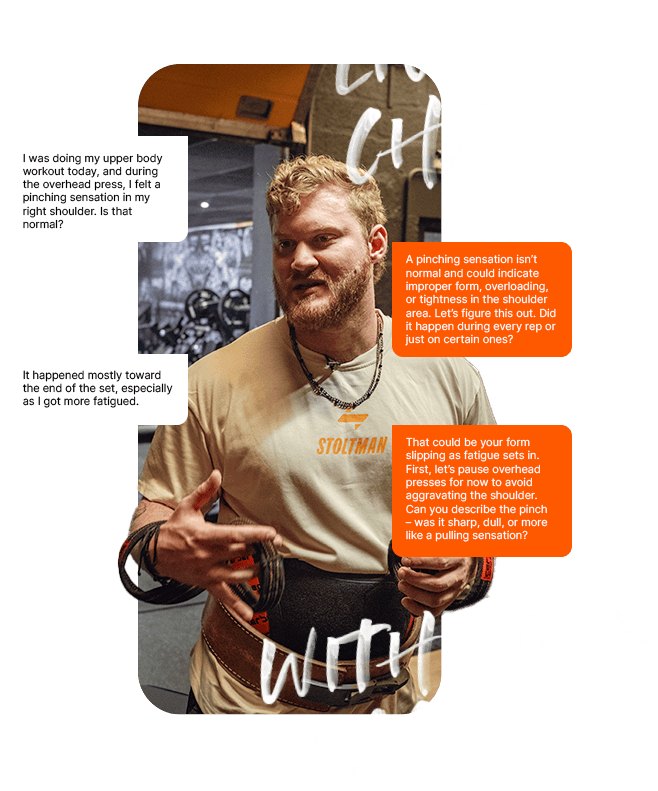Live chat with your coach right within the app